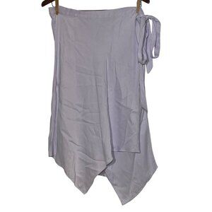 Anthropologie Sharkbite Hem Wrap Midi Skirt Sz XL Asymmetrical Lavender Viscose